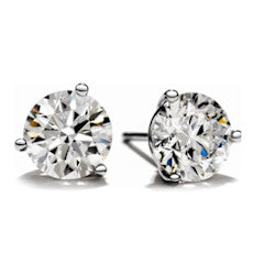 0.55ct Round Brilliant Diamond 3 Prong Stud Earrings in 18K White Gold