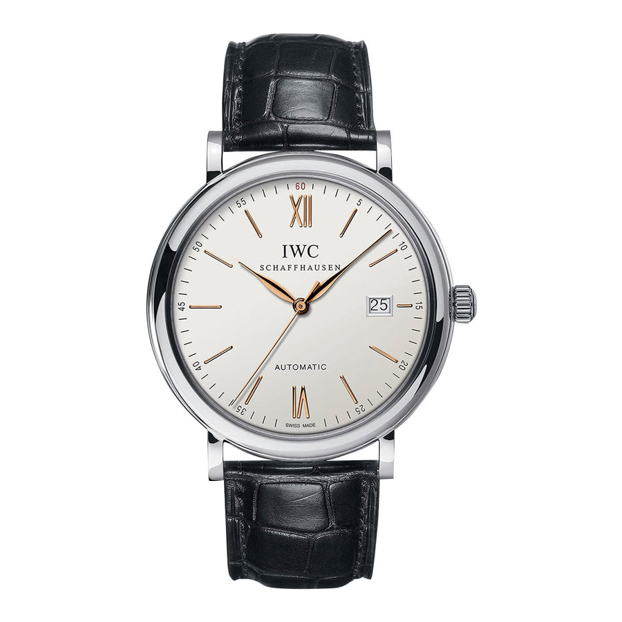 40mm Portofino Watch with Silver Dial in Stainless Steel, Strap