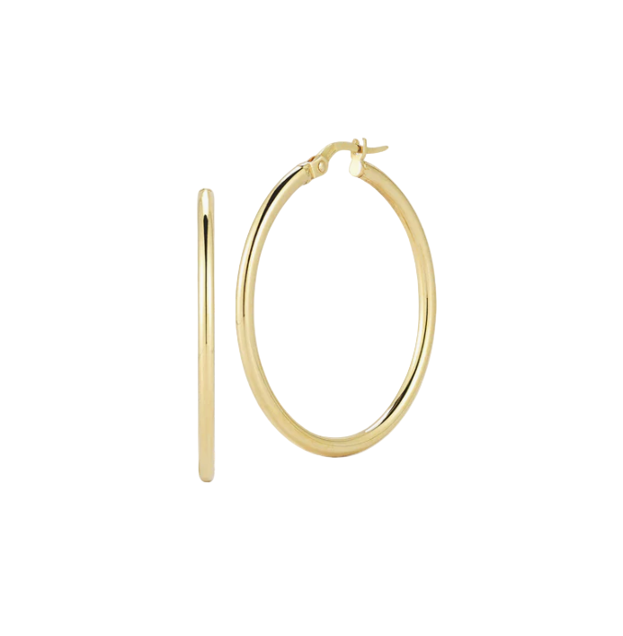 Designer Gold 35mm Hoop Earrings in 18K Yellow Gold