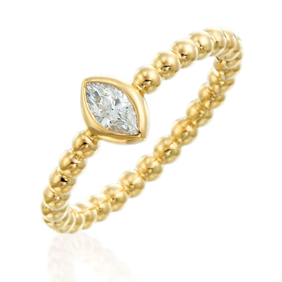 Nutmeg 0.26ct Marquise Diamond Bezel Stack Ring in 18K Yellow Gold, size 7