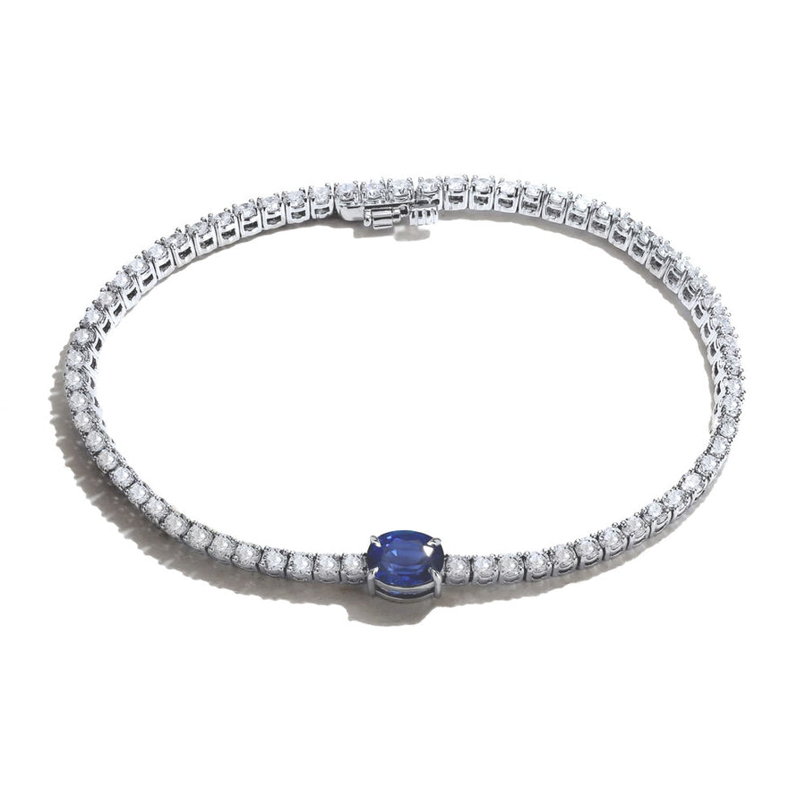 Celeste 1.90ct Sapphire and 2.87ct Diamond Tennis Bracelet in 18K White Gold