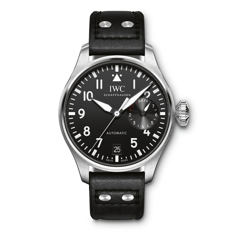 46.2mm Big Pilot's Watch with Black Dial in Stainless Steel, Strap