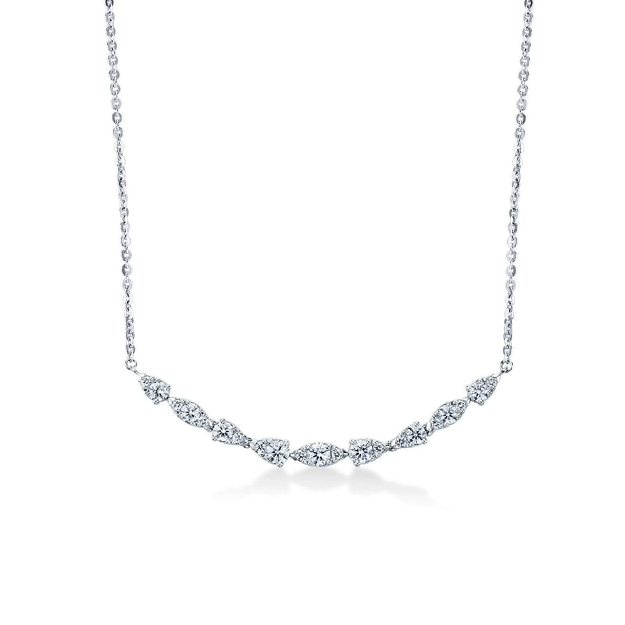 Aerial Dewdrop 0.46-0.54ct Diamond Necklace in 18K White Gold, 18" chain