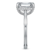 New Aire 0.15ct Diamond Solitaire Ring Semi Mount in Platinum and 18K White Gold Size 6 with 3.00ct Emerald Cut CZ Center