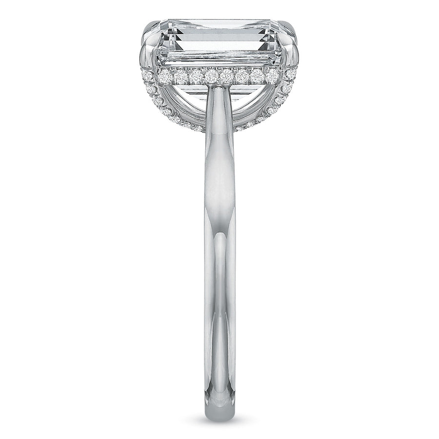 New Aire 0.15ct Diamond Solitaire Ring Semi Mount in Platinum and 18K White Gold Size 6 with 3.00ct Emerald Cut CZ Center