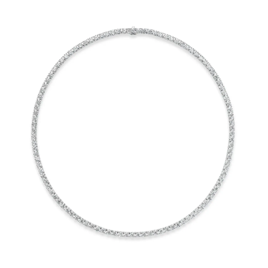 12.06ct Diamond Tennis Necklace in 18K White Gold, 17"