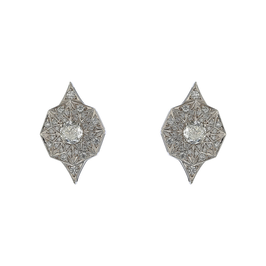 Deco Artisan Pave 1.41ct Diamond Earrings in Platinum