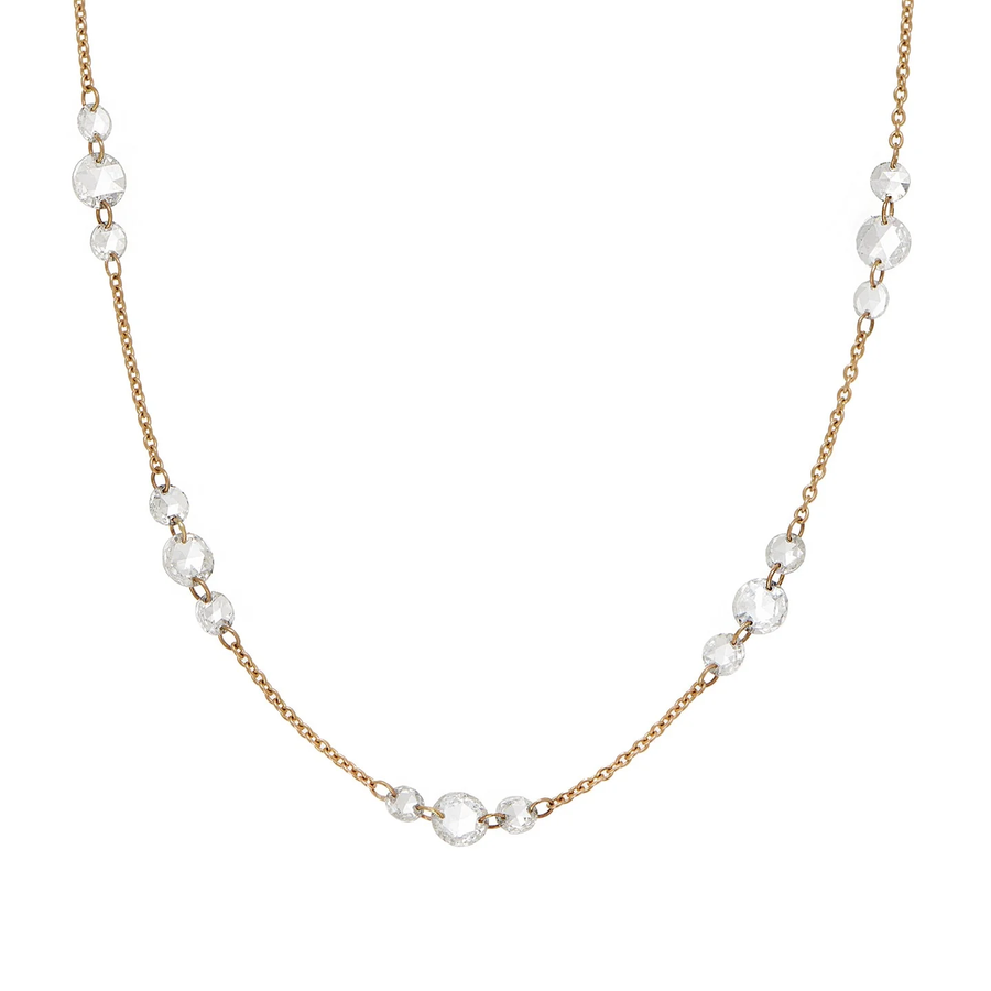 Cien 2.22ct Rose Cut Diamond Cluster Station Necklace in 18K Yellow Gold, 16-18"