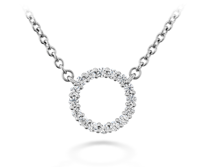 Signature 0.10-0.15ct Diamond Small Circle Necklace in 18K White Gold, 18"