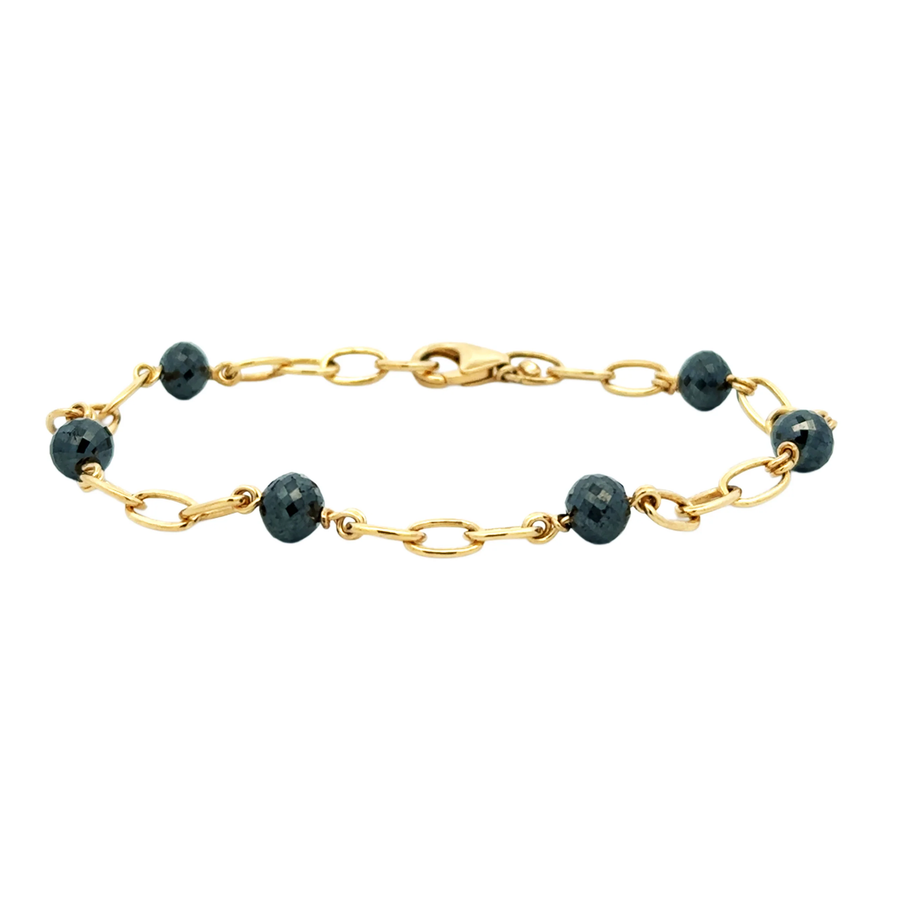 Disco 10.14ct Black Diamond Bracelet in 18K Yellow Gold, 7"