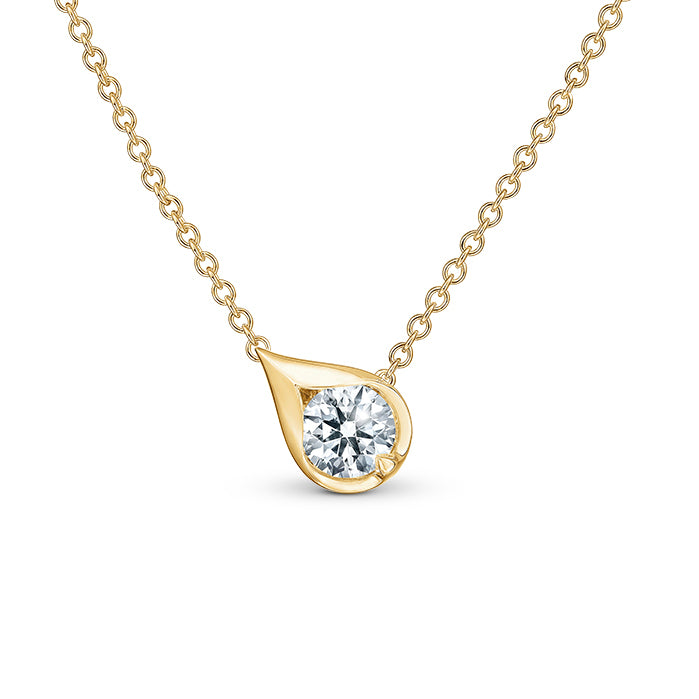 Droplet 0.30-0.40ct Diamond Necklace in 18K Yellow Gold, 18inch