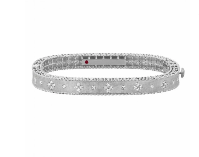 Princess 0.48ct Diamond Satin Bangle Bracelet in 18K White Gold