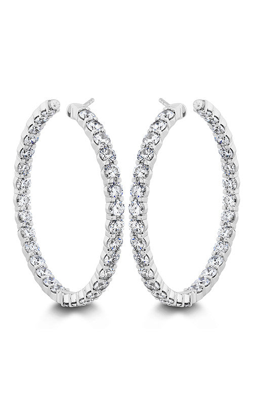 4.90-5.13ct Diamond 35mm Petite Prong Round Hoop Earrings in 18K White Gold