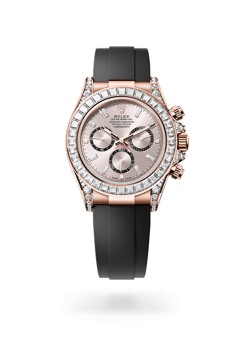 rolex Cosmograph Daytona in 18 kt Everose gold with lugs set with diamonds,  - Shreve & Co Jewelers