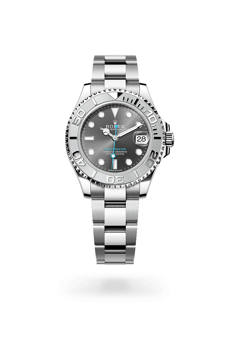 rolex Yacht-Master in Rolesium - combination of Oystersteel and platinum, M268622-0002 - Shreve & Co. Jewelers