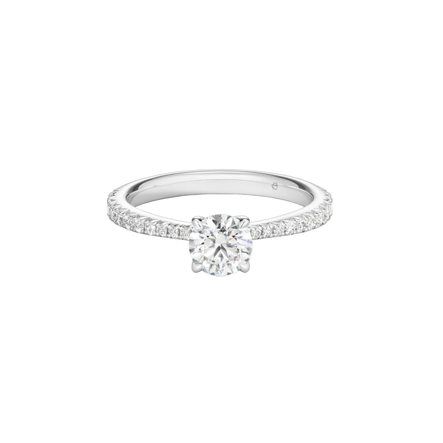 Vela 1.07ct Round Brilliant Diamond and 0.32ct Diamond Ring in Platinum, Size 6.5