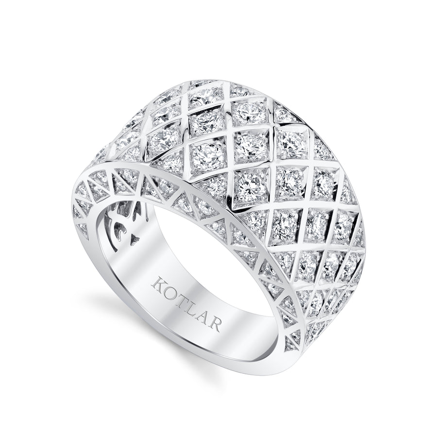 Artisan Pave Modernism 1.70ct Round Diamond Criss Cross Band in 18K White Gold