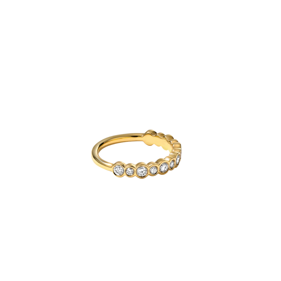 Bubbly 0.64ct Diamond Bezel Ring in 18K Yellow Gold, size 6.5