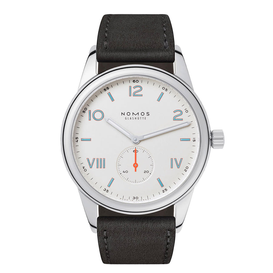 38mm Campus Club Watch with White Dial in Stainless Steel, Strap
