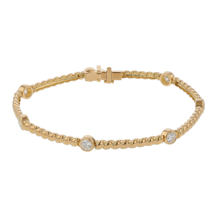 Moonlight 1.15ct Diamond Twist Station Bracelet in 18K Yellow Gold, 7"