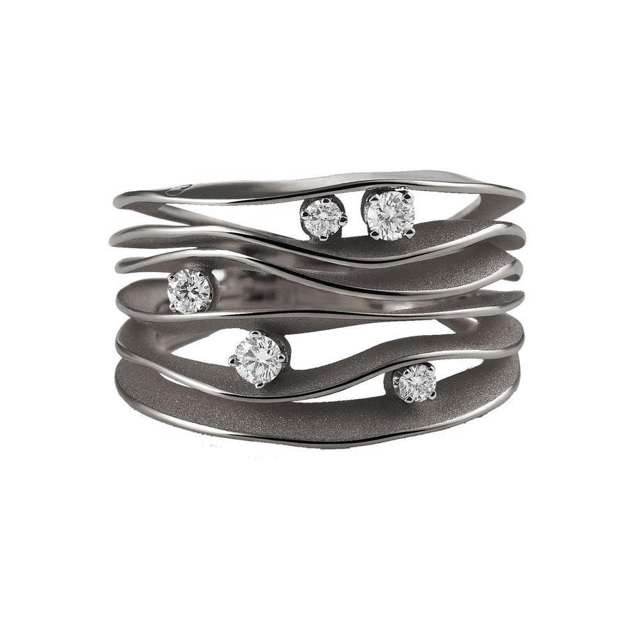 Dune 0.28ct Diamond Ring in 18K Natural Gold and Black Rhodium Plating, size 6