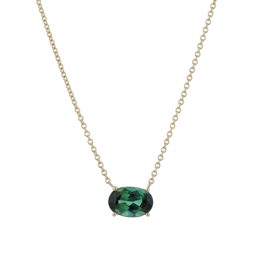 3.38ct Oval Green Tourmaline Necklace in 14K Yellow Gold, 18"