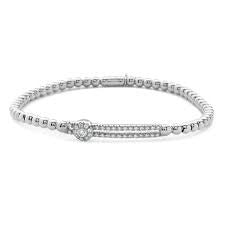 Tresore 0.25ct Diamond Beaded Stretch Bracelet in 18K White Gold