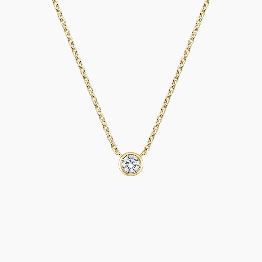 0.26ct Round Brilliant Diamond Bezel Set Necklace in 18K Yellow Gold, 18in