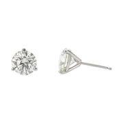 1.00ct Fire & Ice Round Brilliant Diamonds 3 Prong Stud Earrings in 18K White Gold