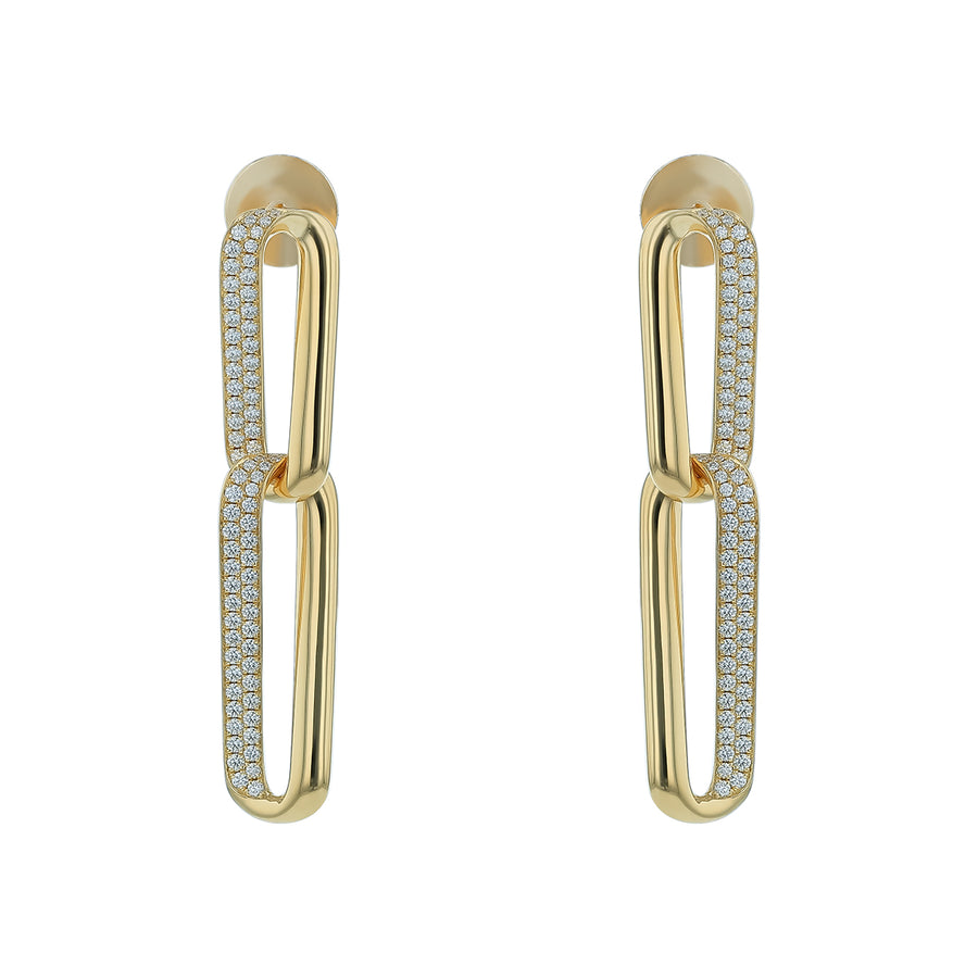 INSIDE/OUT 0.75-0.88ct Diamond Link Drop Earrings in 18K Yellow Gold