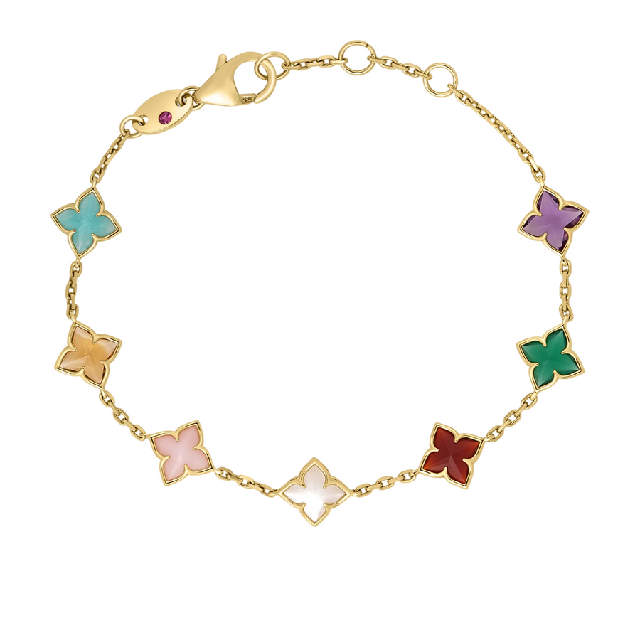 Venetian Princess Carnival 3.50ct Mixed Stone Station Bracelet in 18K Yellow Gold, 7"