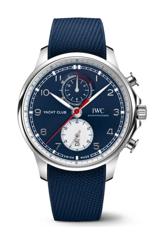 44.6mm Portugieser Yacht Club Chrono Edition "Orlebar Brown" Watch with Blue Dial in Stainless Steel, Strap