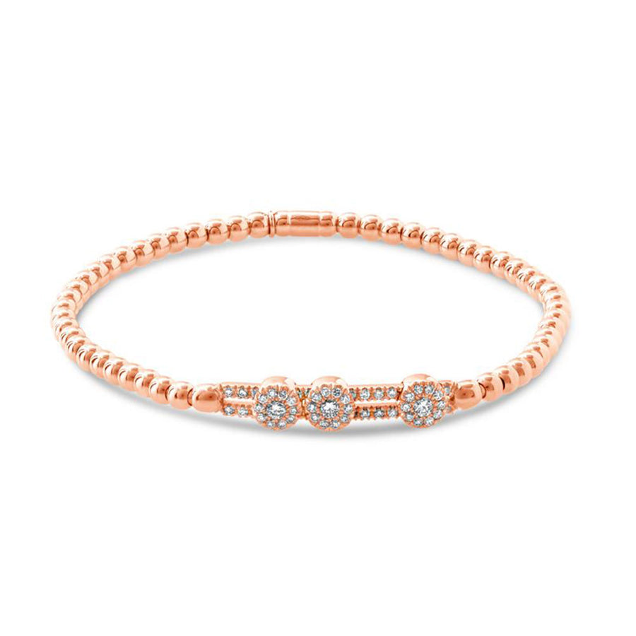 Tresore 0.54ct Diamond 3mm Sliding Stretch Bracelet in 18K Rose Gold