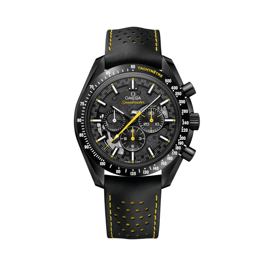 44mm Omega Apollo 8 Dark Side of the Moon Watch with Black Dial in Ceramic, Strap