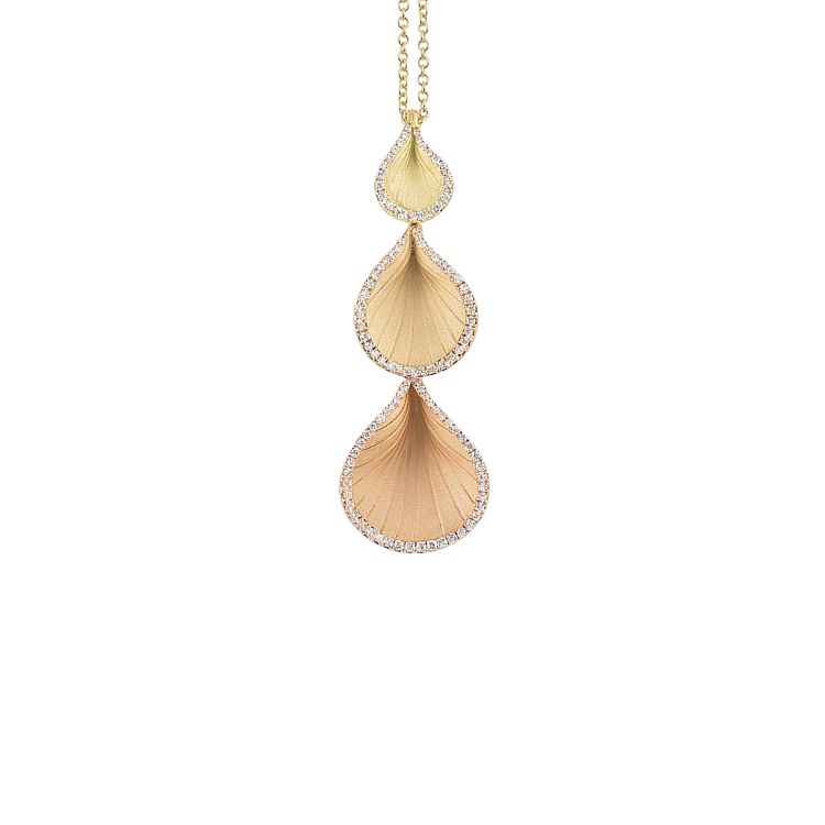 Goccia 0.28ct Diamond Pendant in 18K Yellow and Orange Gold, 18"