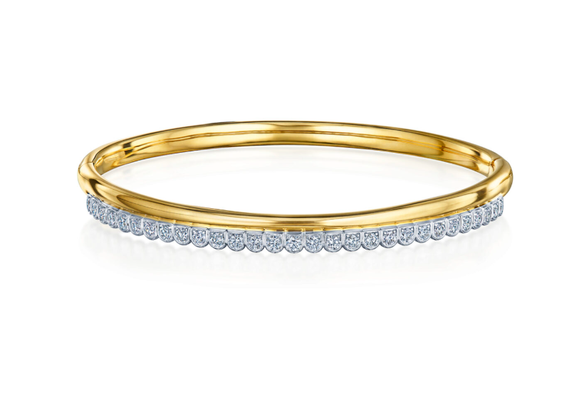 Sirena 1.21ct Diamond Fringe Bangle Bracelet in 18K Yellow and White Gold