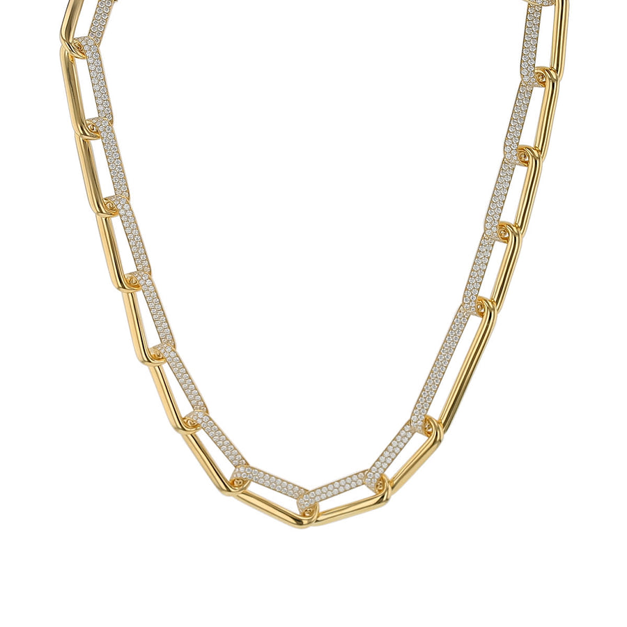 INSIDE/OUT 9.04ct Diamond Elongated Link Necklace in 18K Yellow Gold, 17.25"