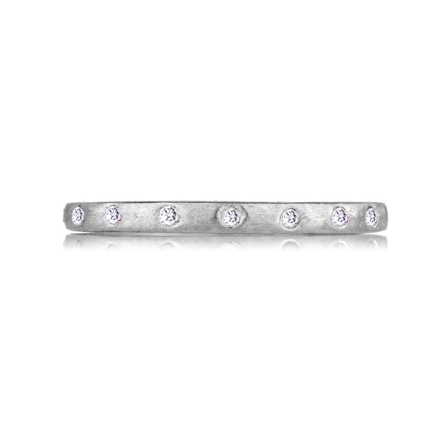 Dunes 0.16ct Diamond Narrow Brushed Eternity Band in 18K White Gold, Size 6
