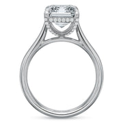 New Aire 0.15ct Diamond Solitaire Ring Semi Mount in Platinum and 18K White Gold Size 6 with 3.00ct Emerald Cut CZ Center
