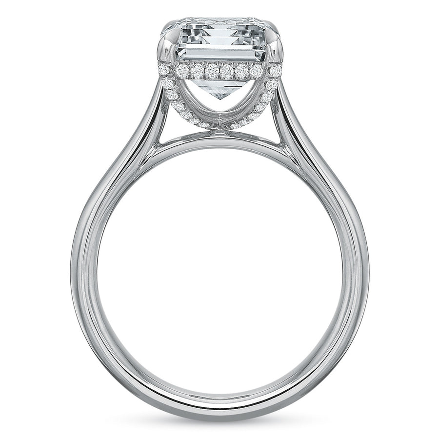 New Aire 0.15ct Diamond Solitaire Ring Semi Mount in Platinum and 18K White Gold Size 6 with 3.00ct Emerald Cut CZ Center