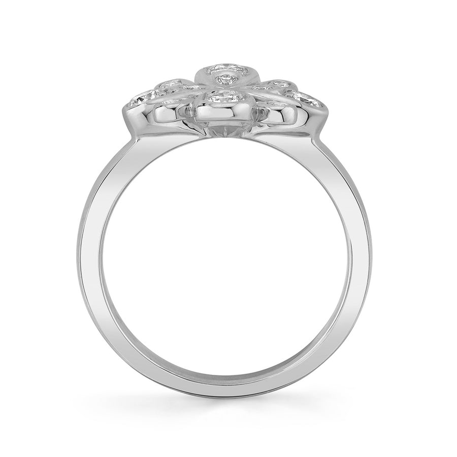 Scallop Jubilee 0.46ct Round Diamond Ring in 18K White Gold