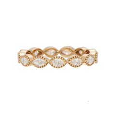 Maria 0.88ct Marquise Diamond 3.2mm Milgrain Eternity Band in 18K Yellow Gold, size 5.25