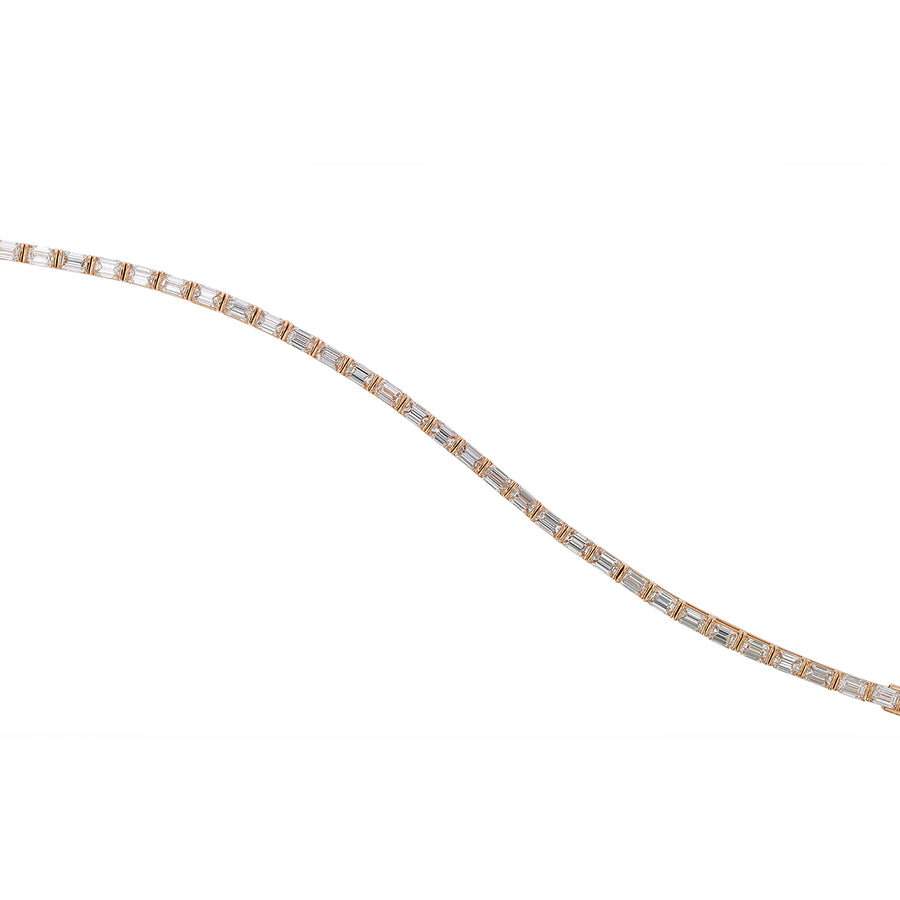 5.96ct Emerald Cut Diamond Line Bracelet in 18K Rose Gold, 7"