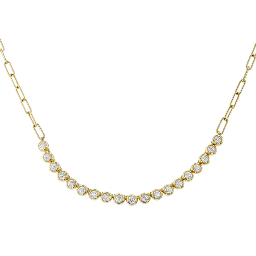 Moonlight 1.10ct Diamond Bezel Set Bar Necklace in 18K Yellow Gold, 16"