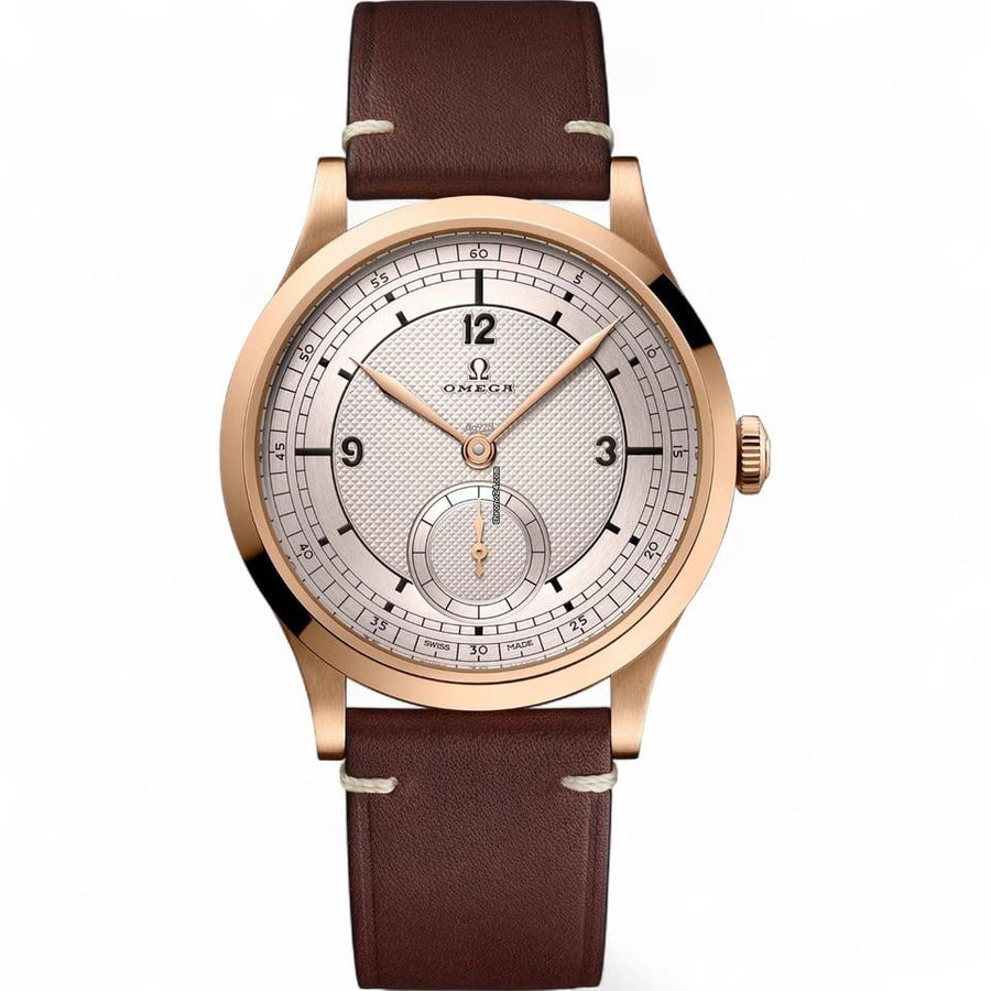39mm Omega Paris 2024 Olympic Watch with Silver Dial in Bronze Gold, Strap