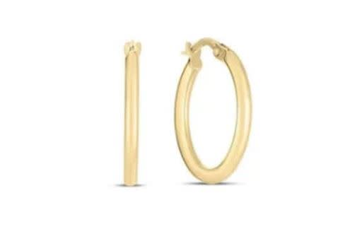 Designer Gold Thin Hoop Earrings 18K Yellow Gold