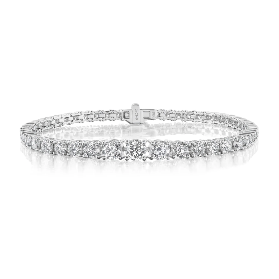 7.41ct Diamond Graduated Tennis Bracelet in 18K White Gold, 7"