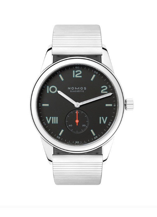 38mm Club Campus Night Watch with Black Dial in Stainless Steel Bracelet