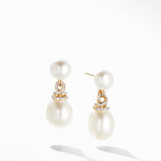 Helena Pearl Drop Earrings in 18K Yellow Gold with Diamonds