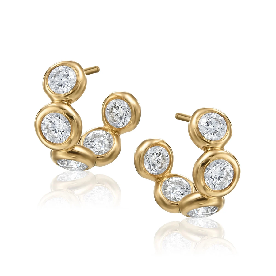 Moonlight 2.50ct Diamond Inside Out Huggie Hoop Earrings in 18K Yellow Gold